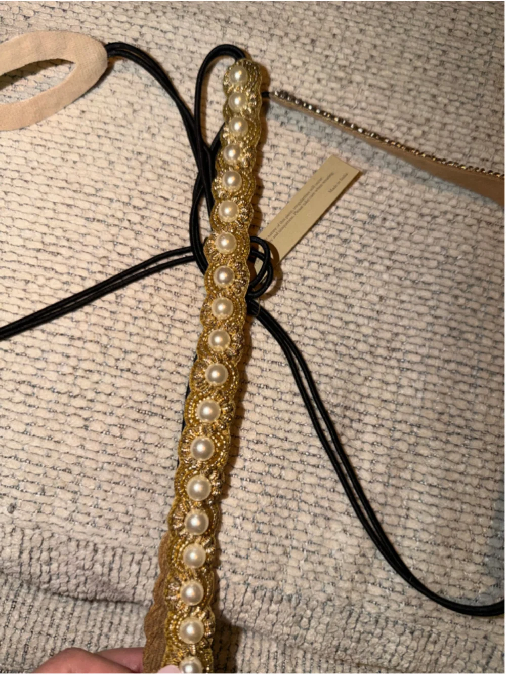 Deepa Gurnani Pearl & Beaded Headband Set, Gold/White - 3 Headbands NWT